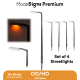 *New* ModelSigns Premium - 4x OO/HO Classic Concrete Style Streetlights